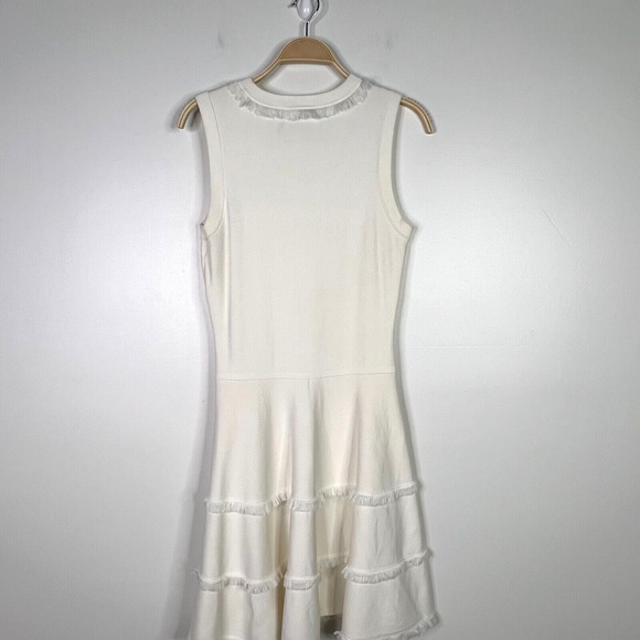 Kate Spade New York Size M Fringe Fit &‎ Flare Sweater Sleeveless Dress Ivory - Picture 2 of 7
